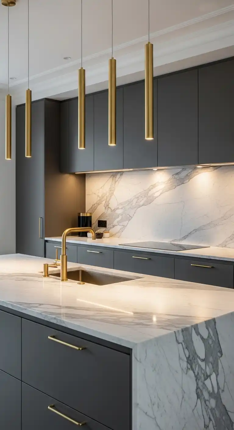 23. Elegant Marble and Brass Combo