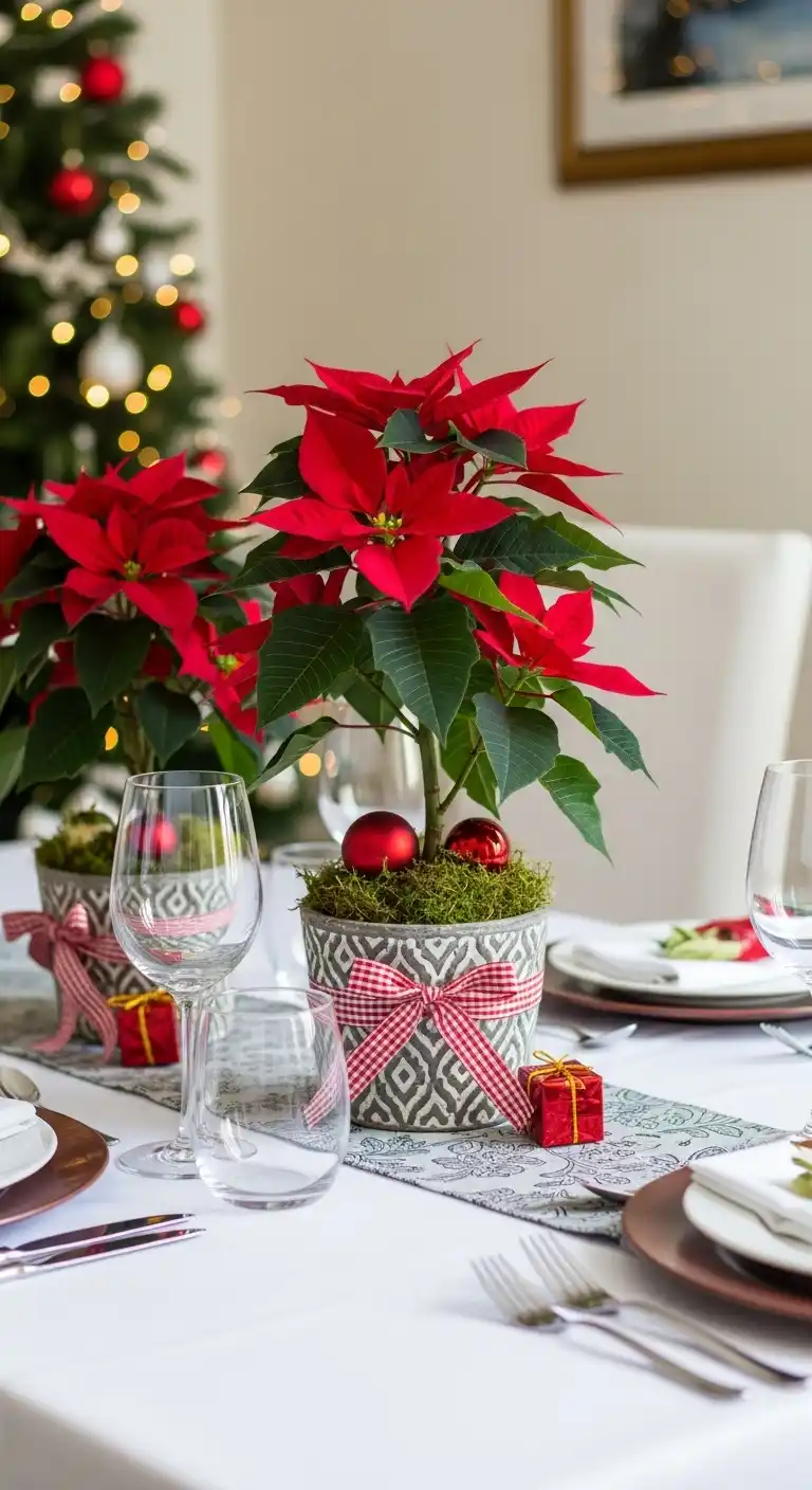 23. Mini Poinsettia Tree in a Decorative Pot