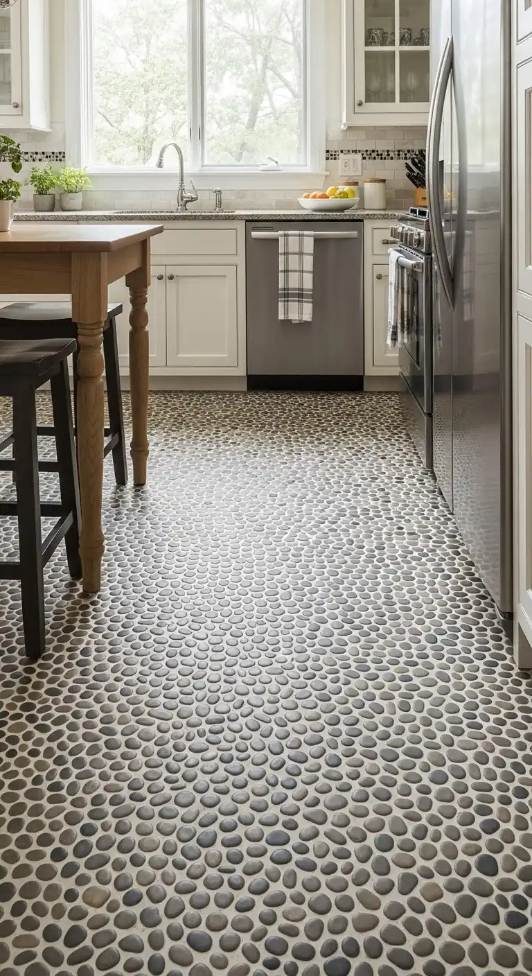 26. Pebble Tile Flooring