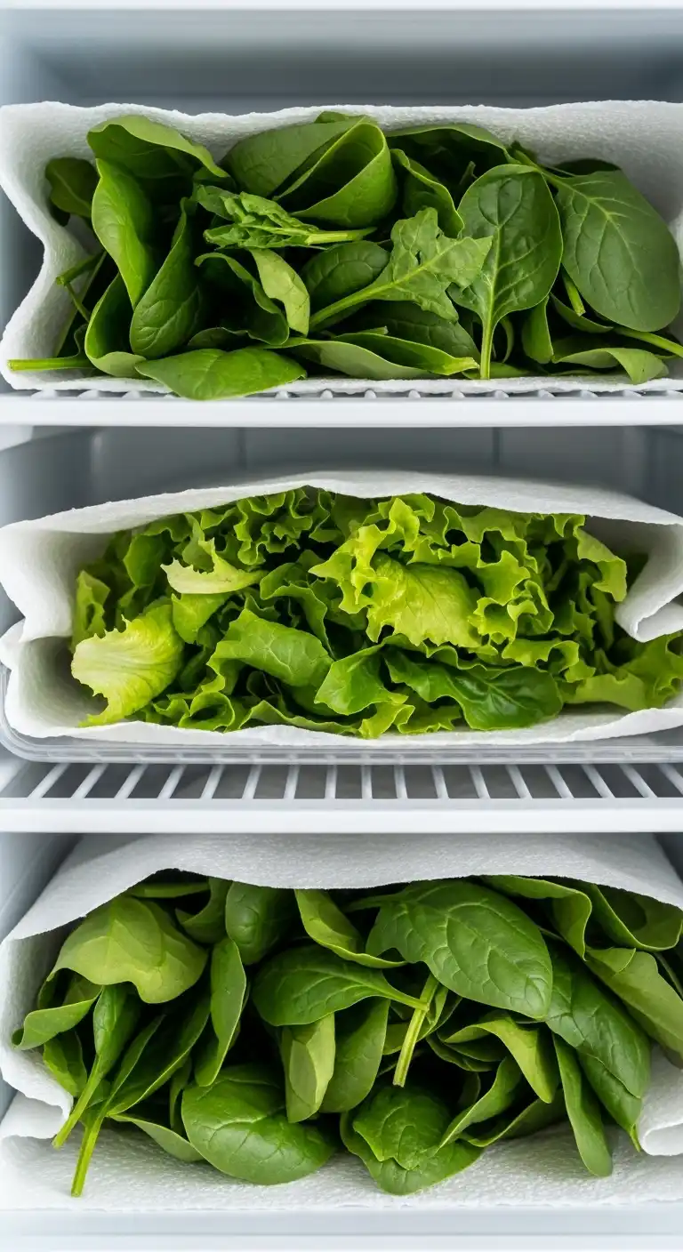 3. Keep Leafy Greens Fresh with Paper Towels