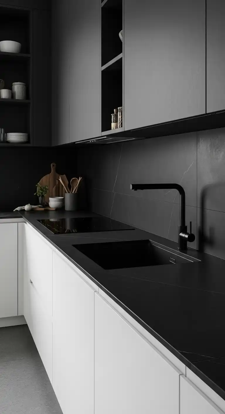 4. Dark Charcoal Ceramic Countertops