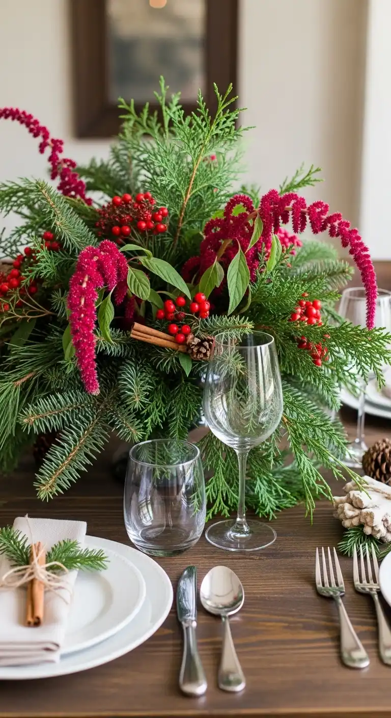 7. Mixed Evergreens with Red Amaranth