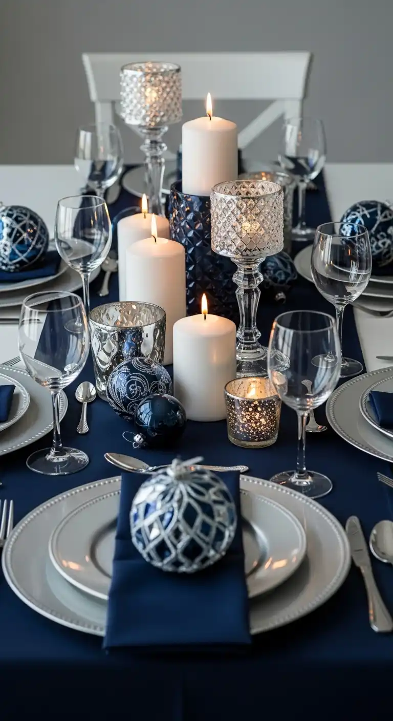 8. Pearl White and Midnight Blue – Elegant and Moody