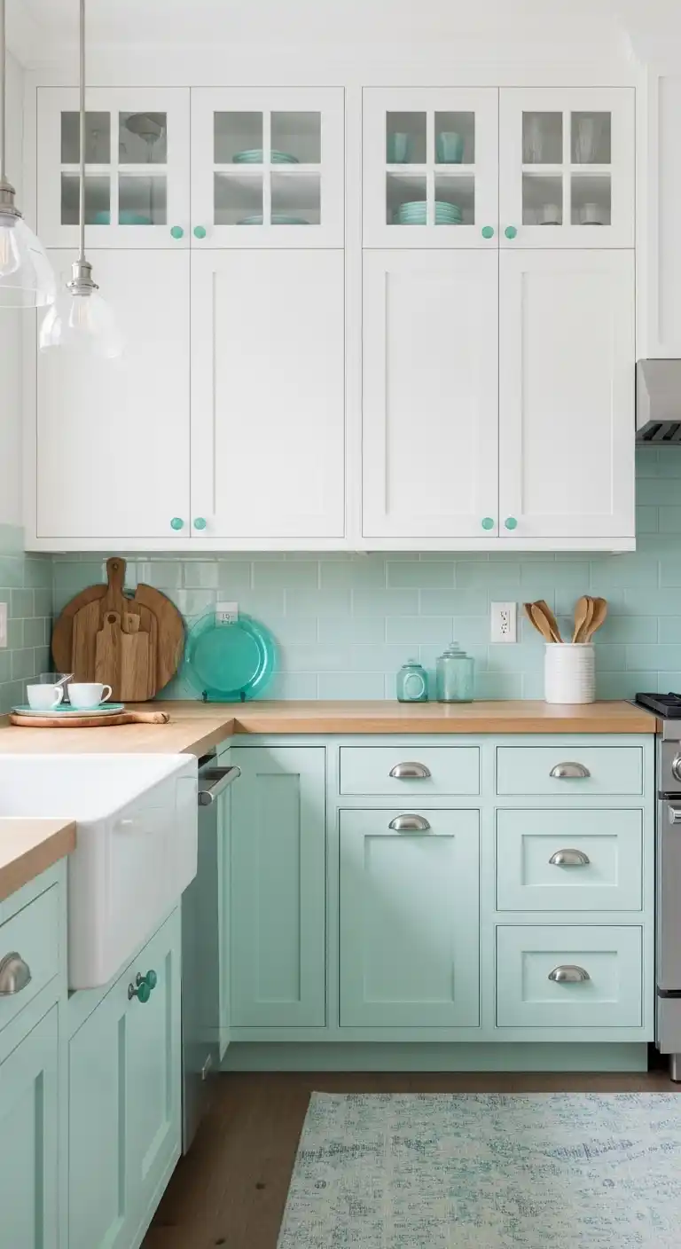 8. Sea Glass Inspired Cabinets