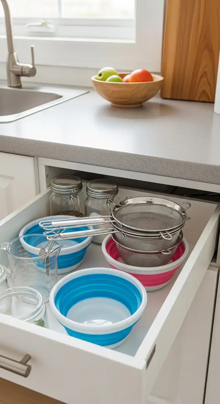 9. Choose Collapsible or Nesting Kitchenware