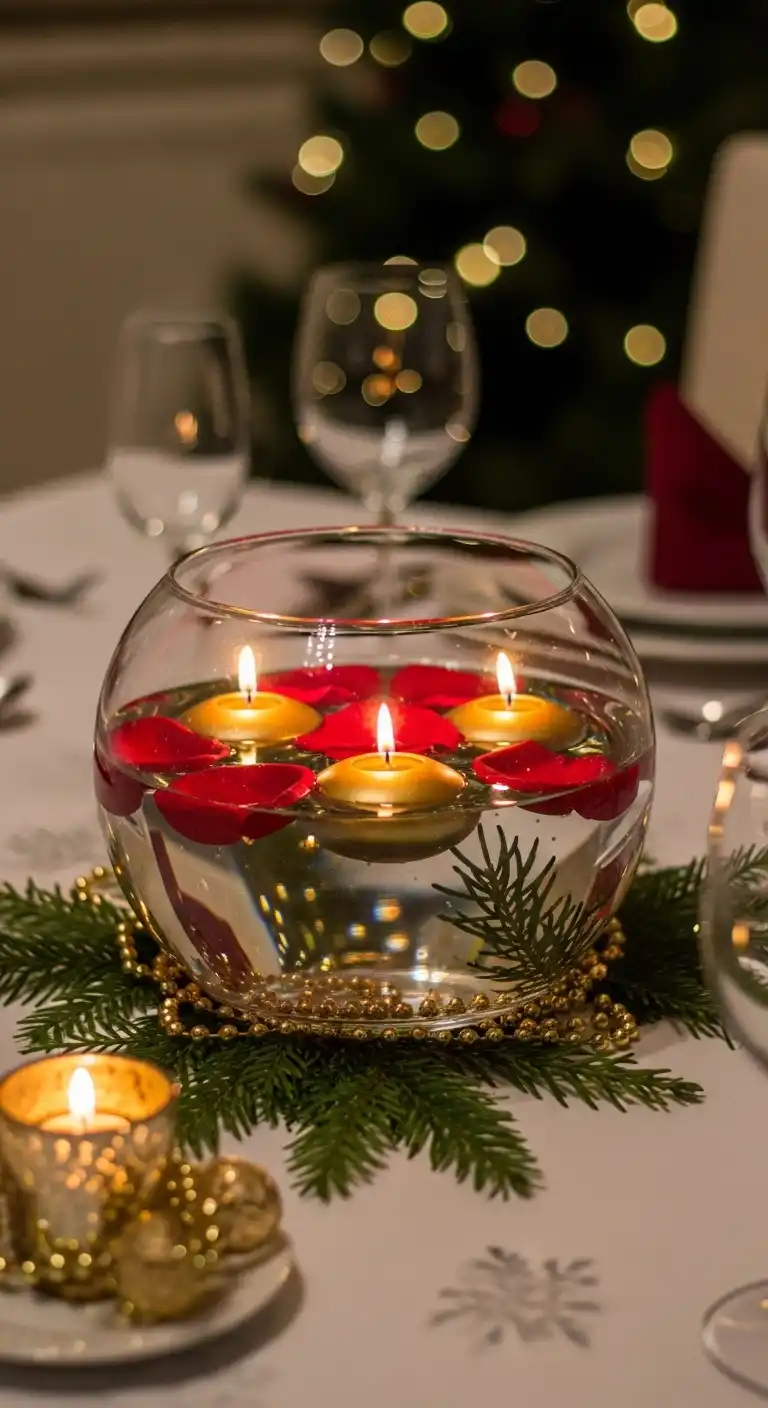 9. Crystal Bowl with Floating Candles