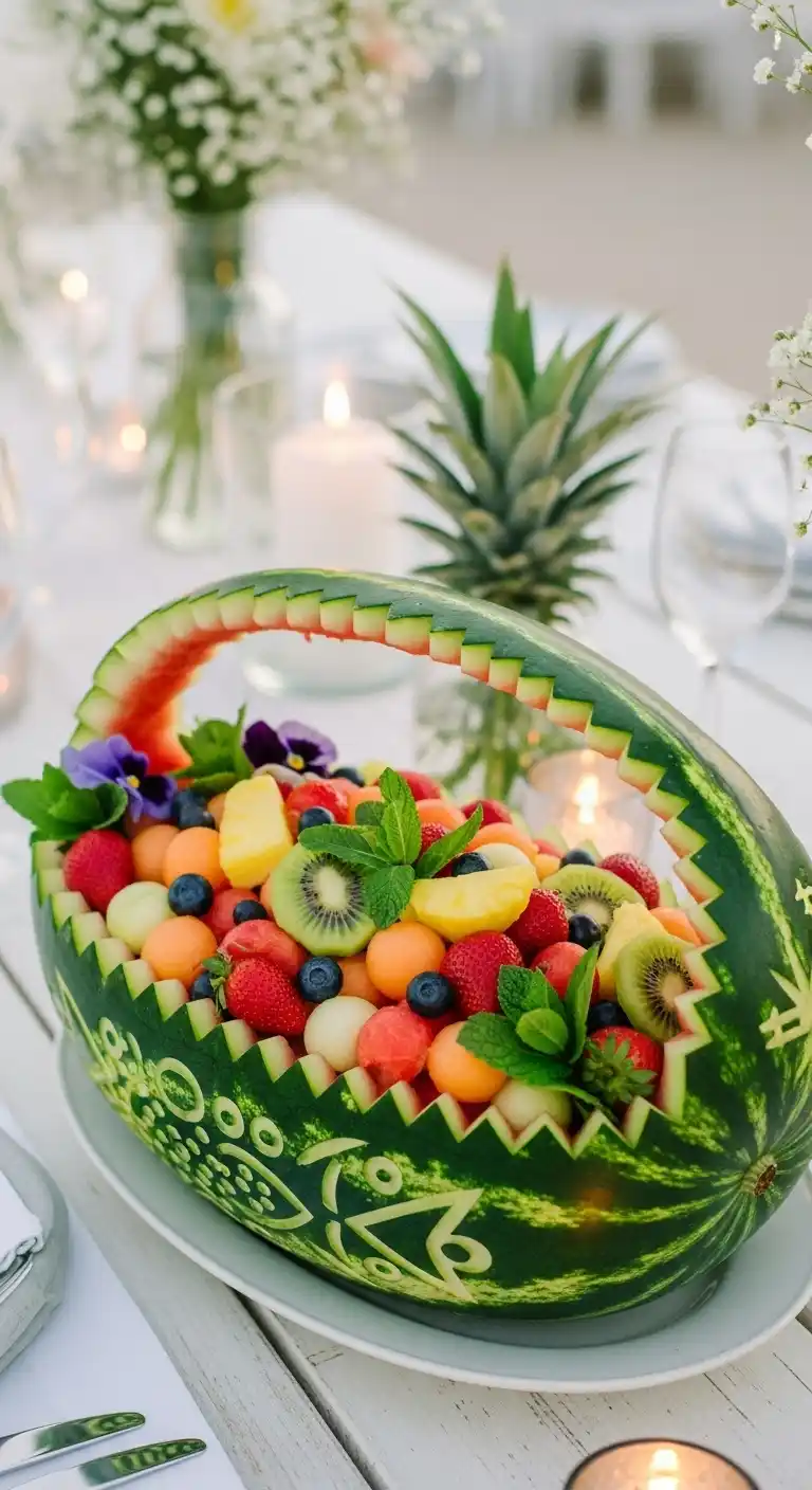 9. Watermelon Boat Centerpiece