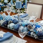 Blue and Silver Christmas Centerpieces