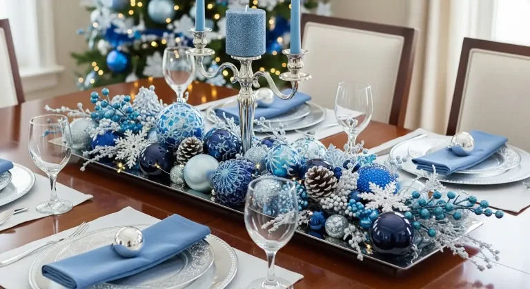 Blue and Silver Christmas Centerpieces