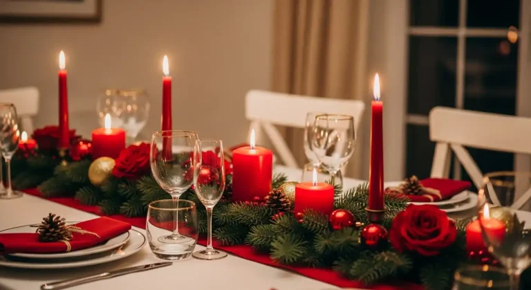 Red and Gold Christmas Table Centerpieces