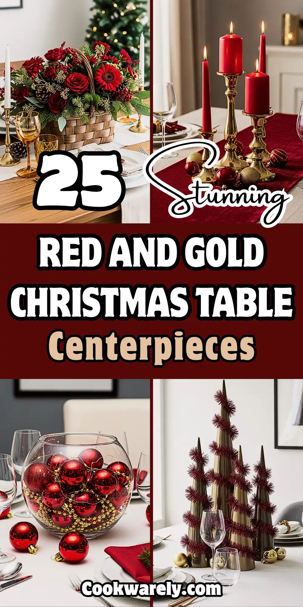 Red and Gold Christmas Table Centerpieces