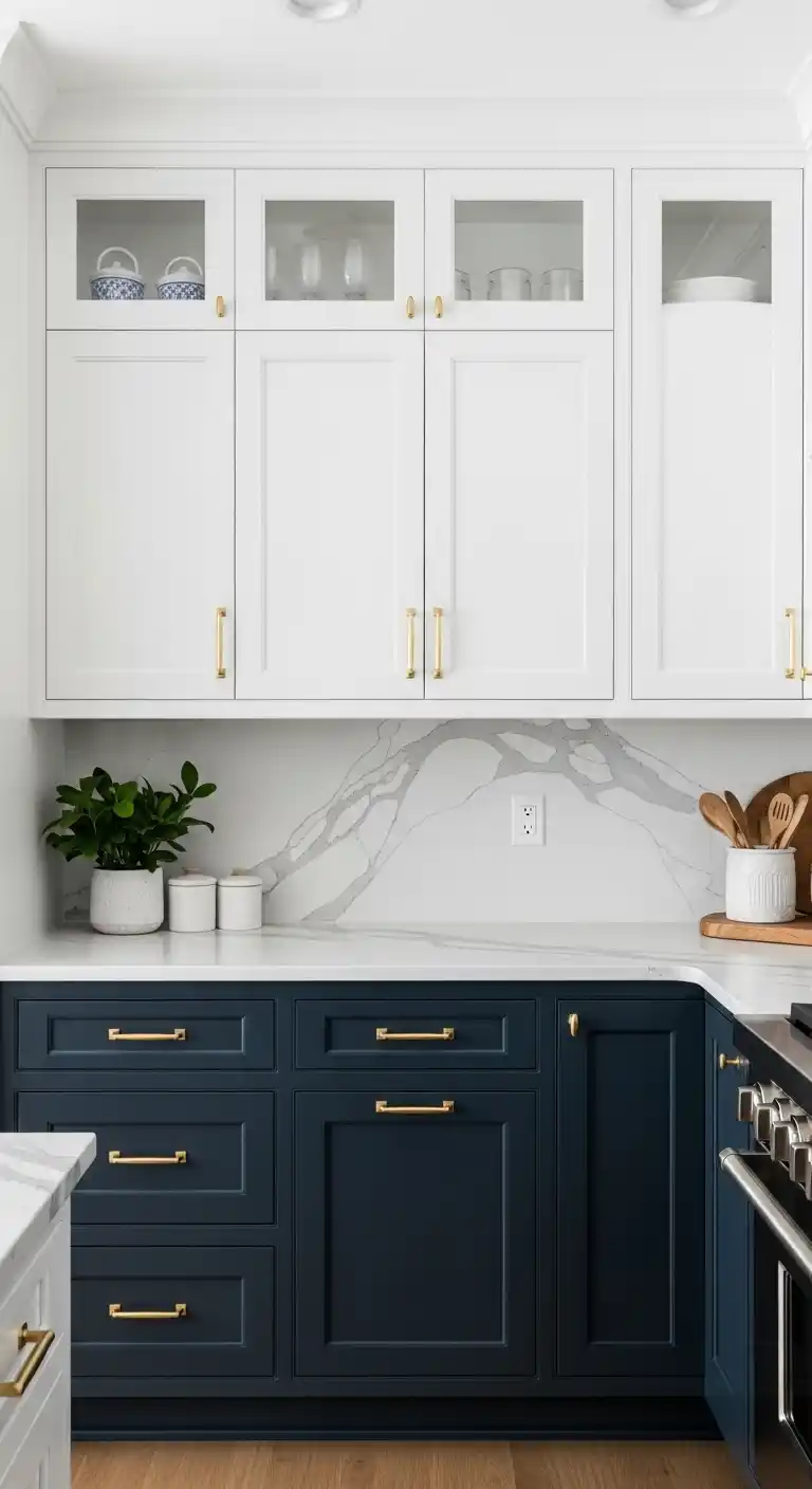 1. Classic Navy Blue and White Cabinets