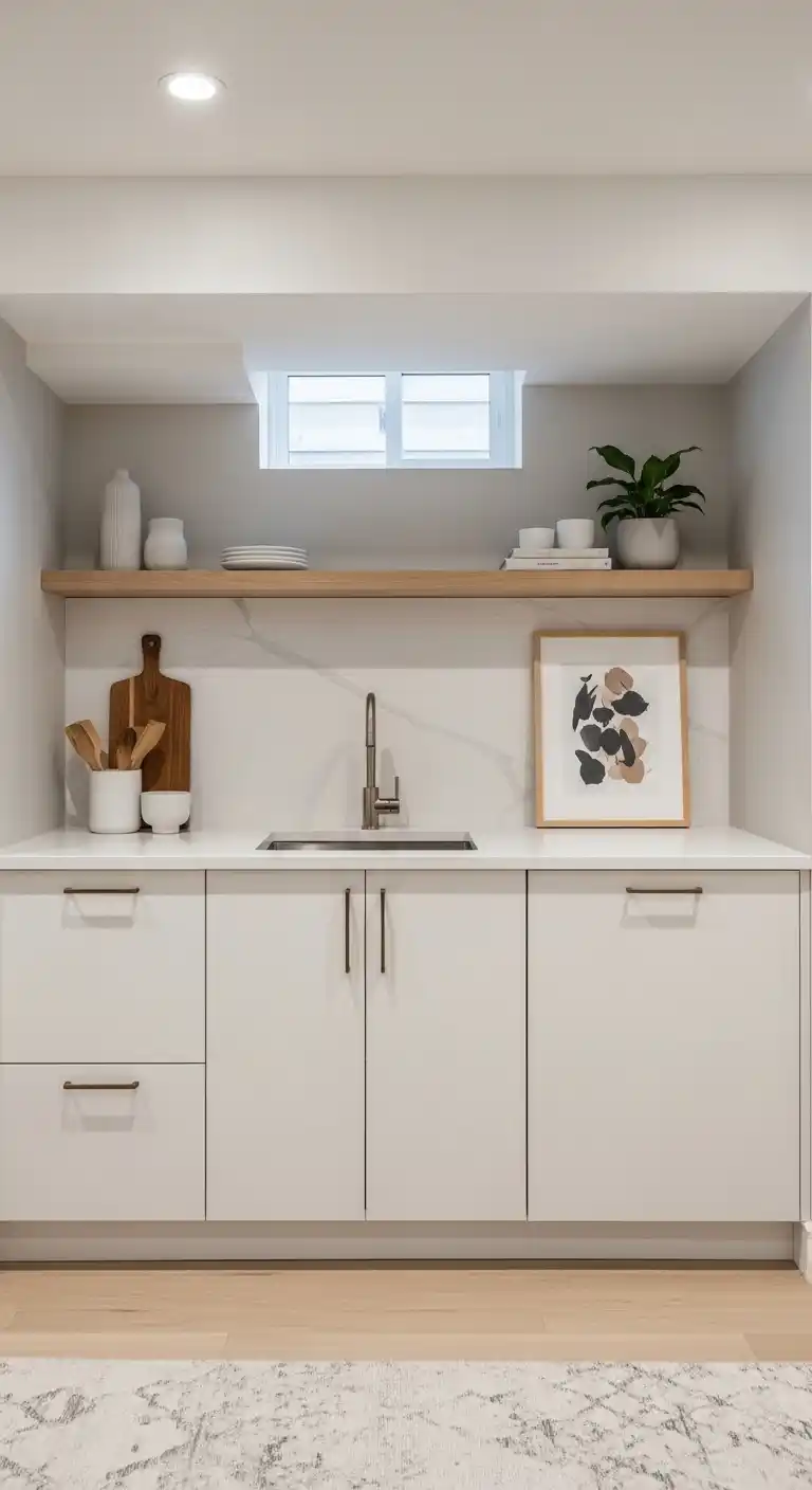 1. Modern Minimalist Basement Kitchenette