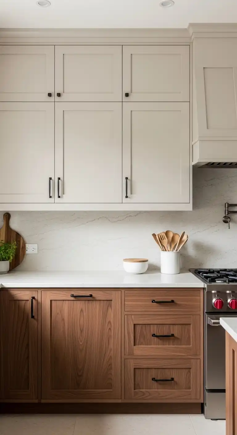 10. Beige and Walnut Cabinets