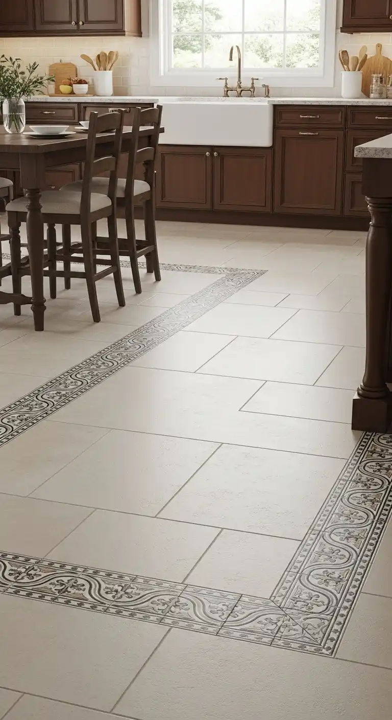 10. Porcelain Tiles with Decorative Borders for Framing