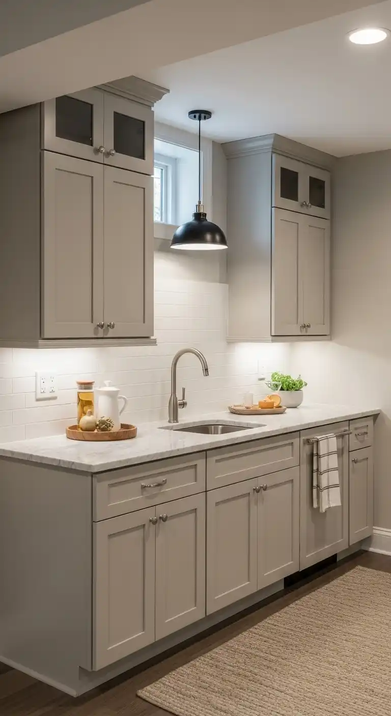 10. Transitional Basement Kitchenette Style