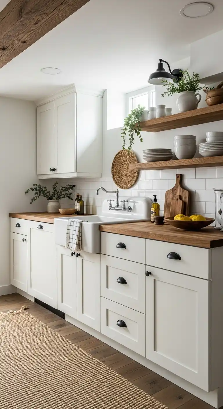 11. Farmhouse-Inspired Basement Kitchenette