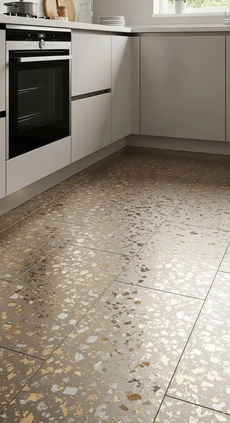 11. Porcelain Tiles Integrating Metallic Accents