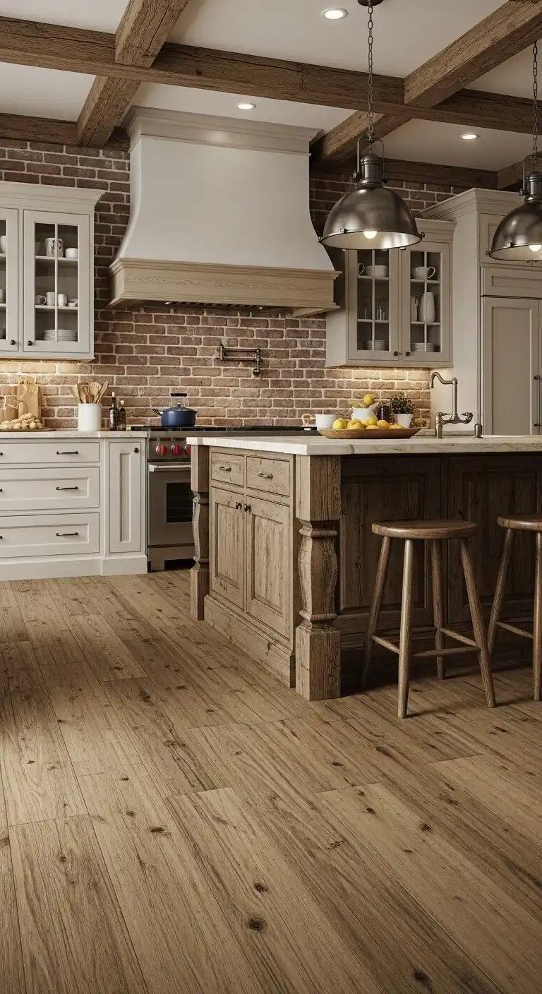11. Rustic Kitchen with Hand-Scraped Engineered Floors