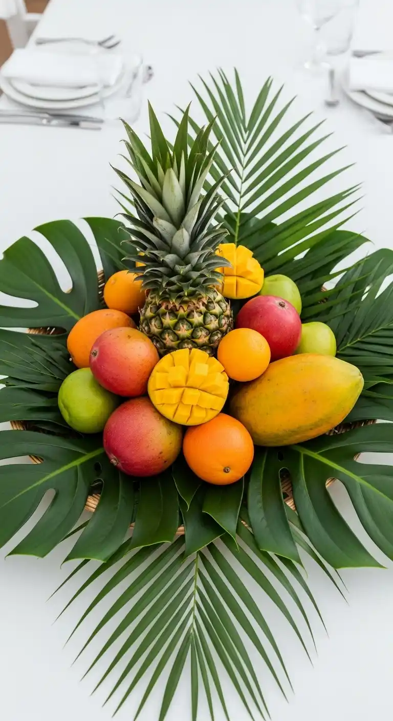 11. Tropical Leaf-Enhanced Fruit Basket