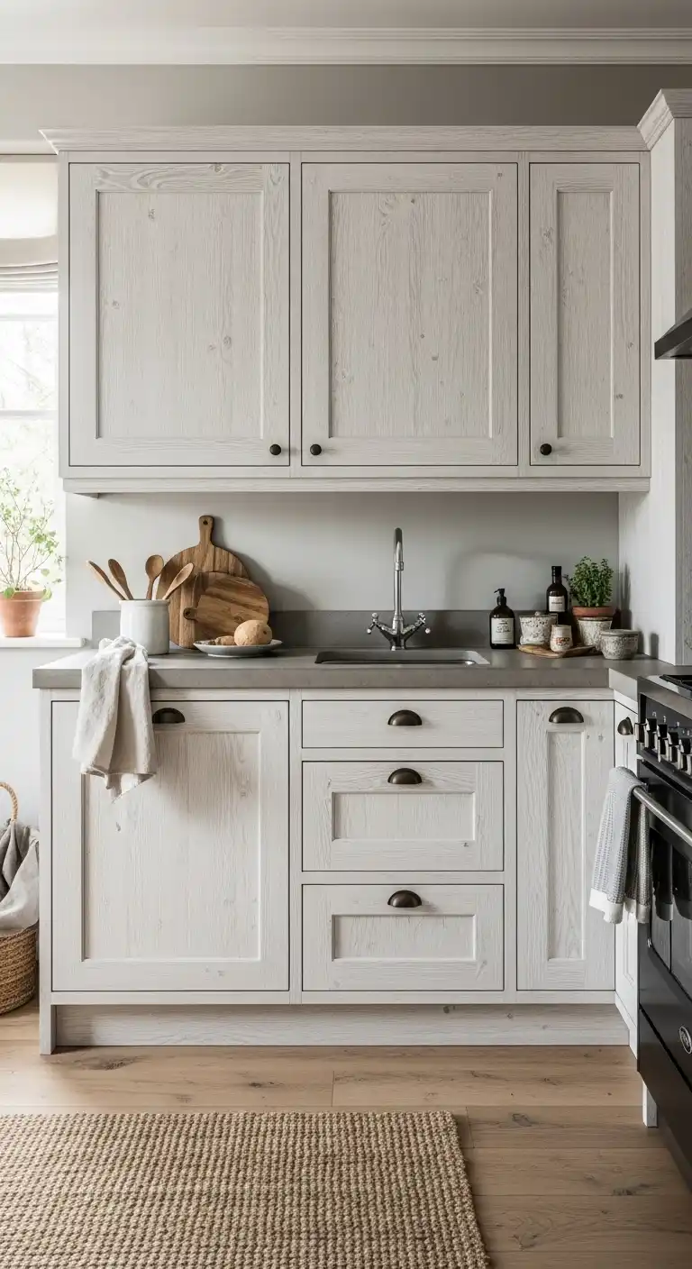 11. Whitewashed Wood Cabinets for Rustic Simplicity
