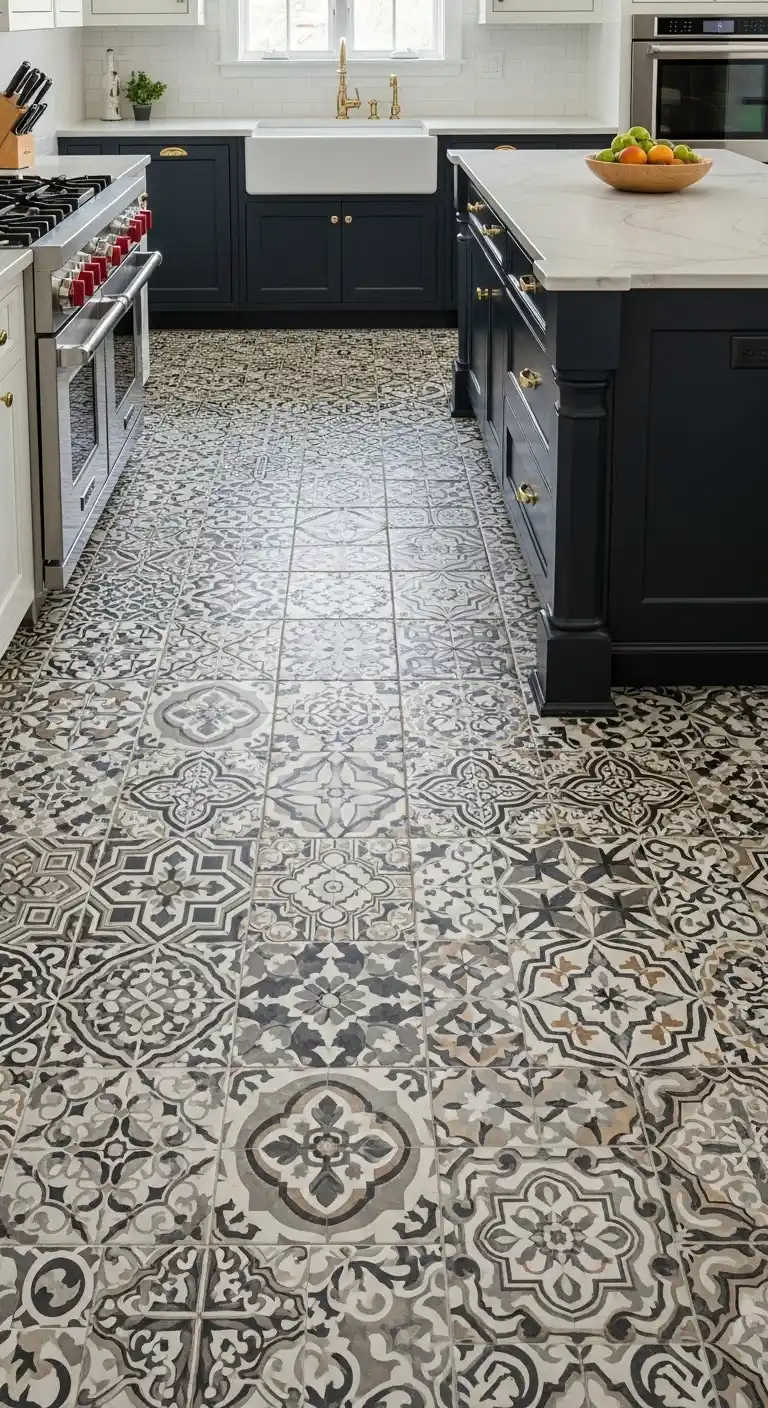 12. Custom Mosaic Porcelain Tile Floors for Artistic Expression
