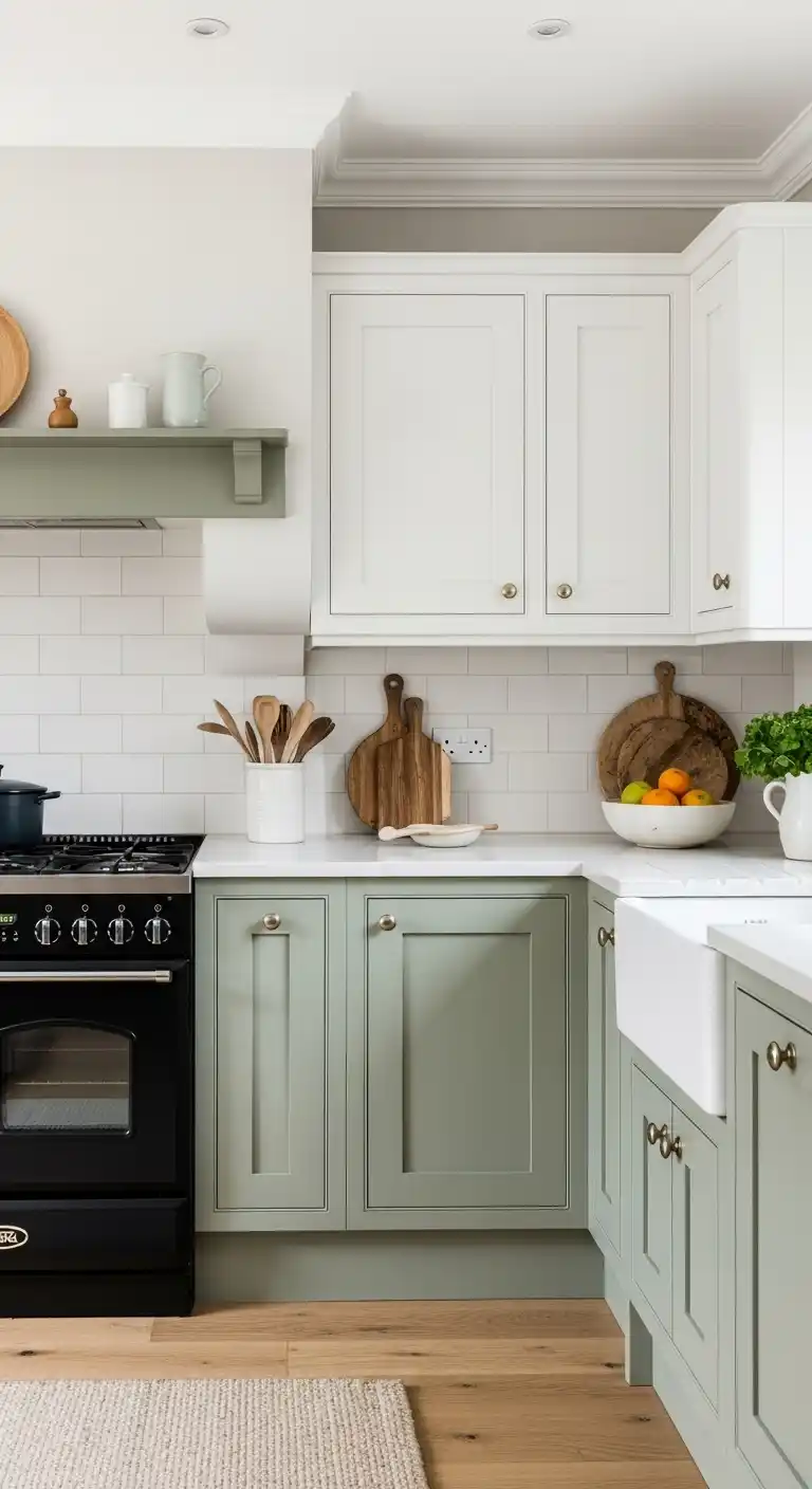 12. Paint Cabinets in Muted Green or Cream