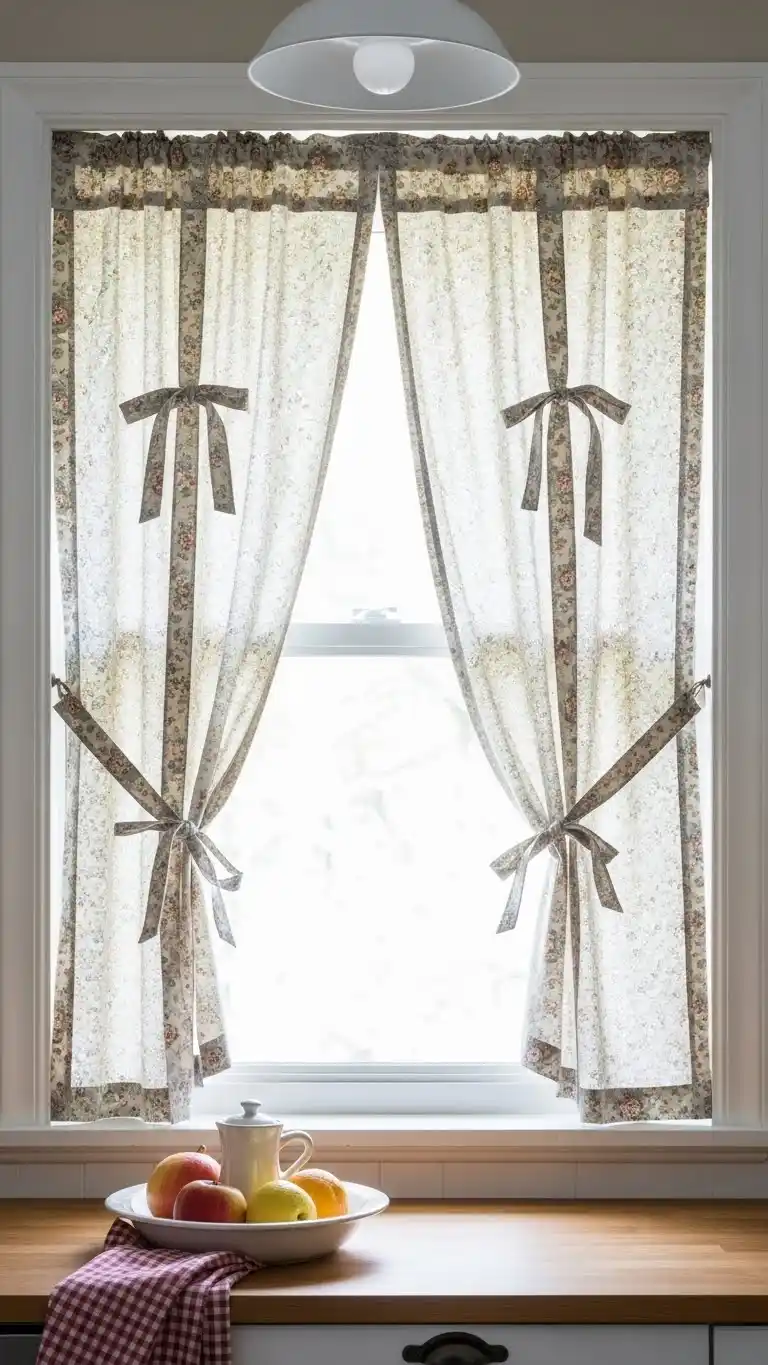 12. Tie-Up Curtains for Cottage Warmth