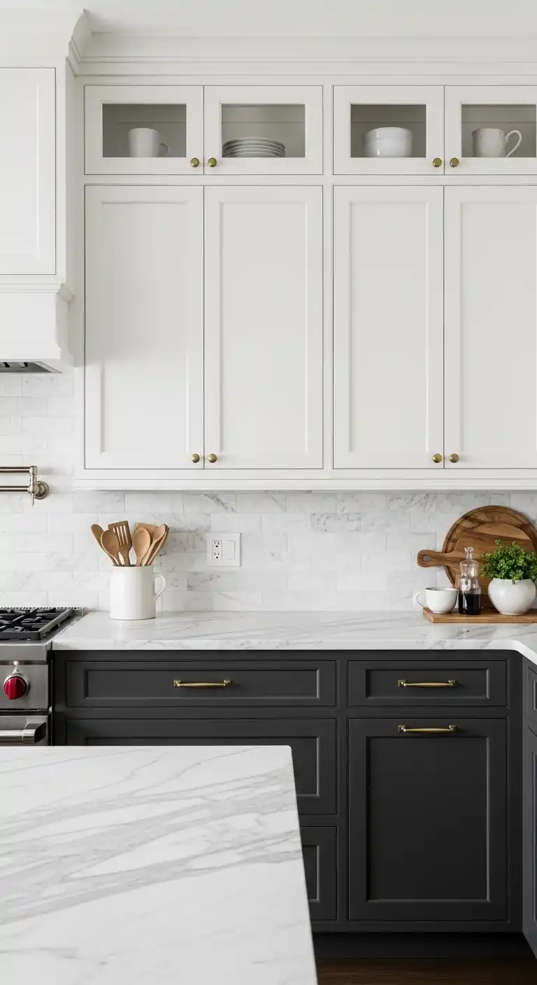 12. Two-Tone Kitchen with Calacatta Countertops