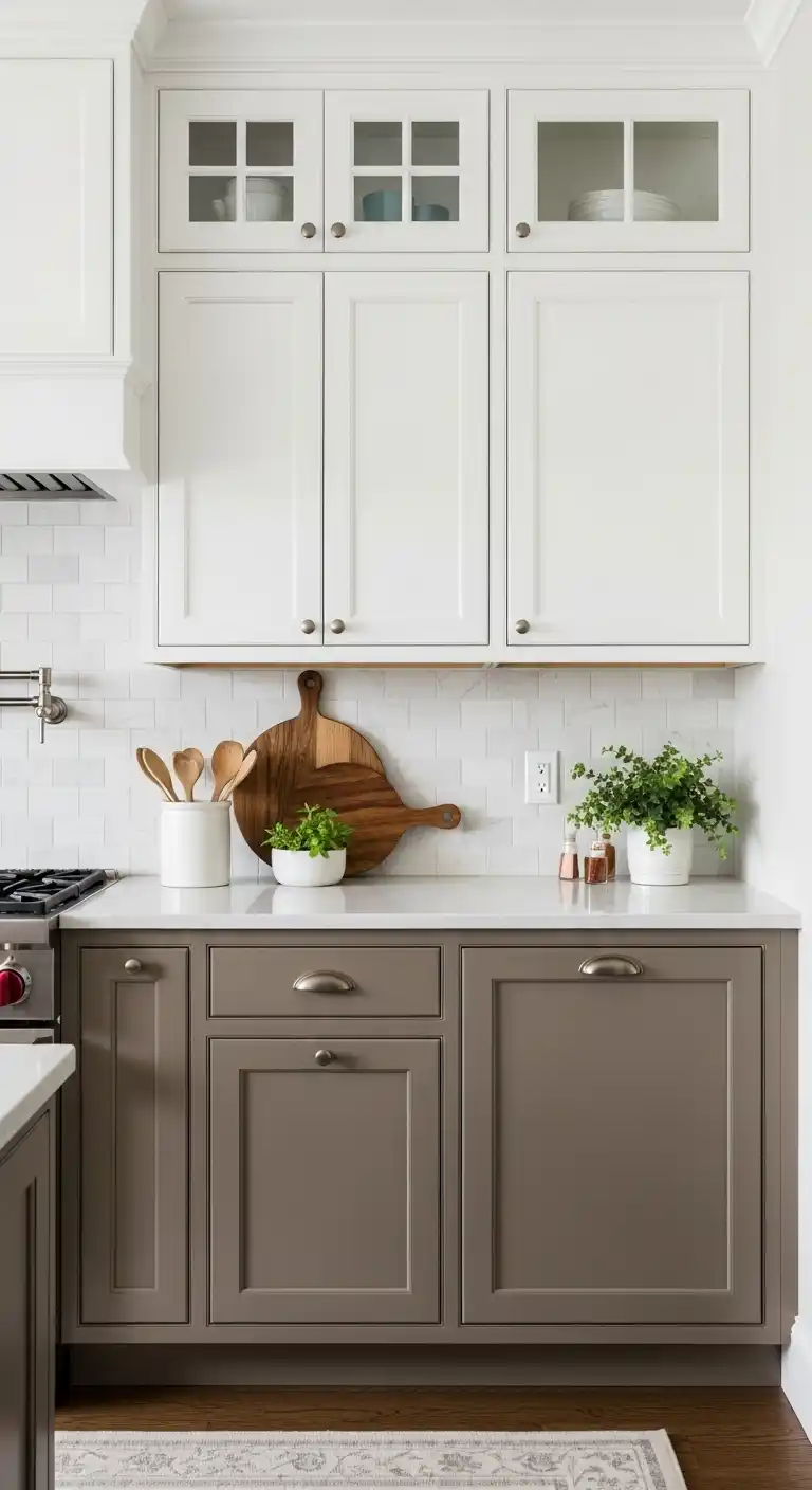 12. Warm Taupe and White Cabinets