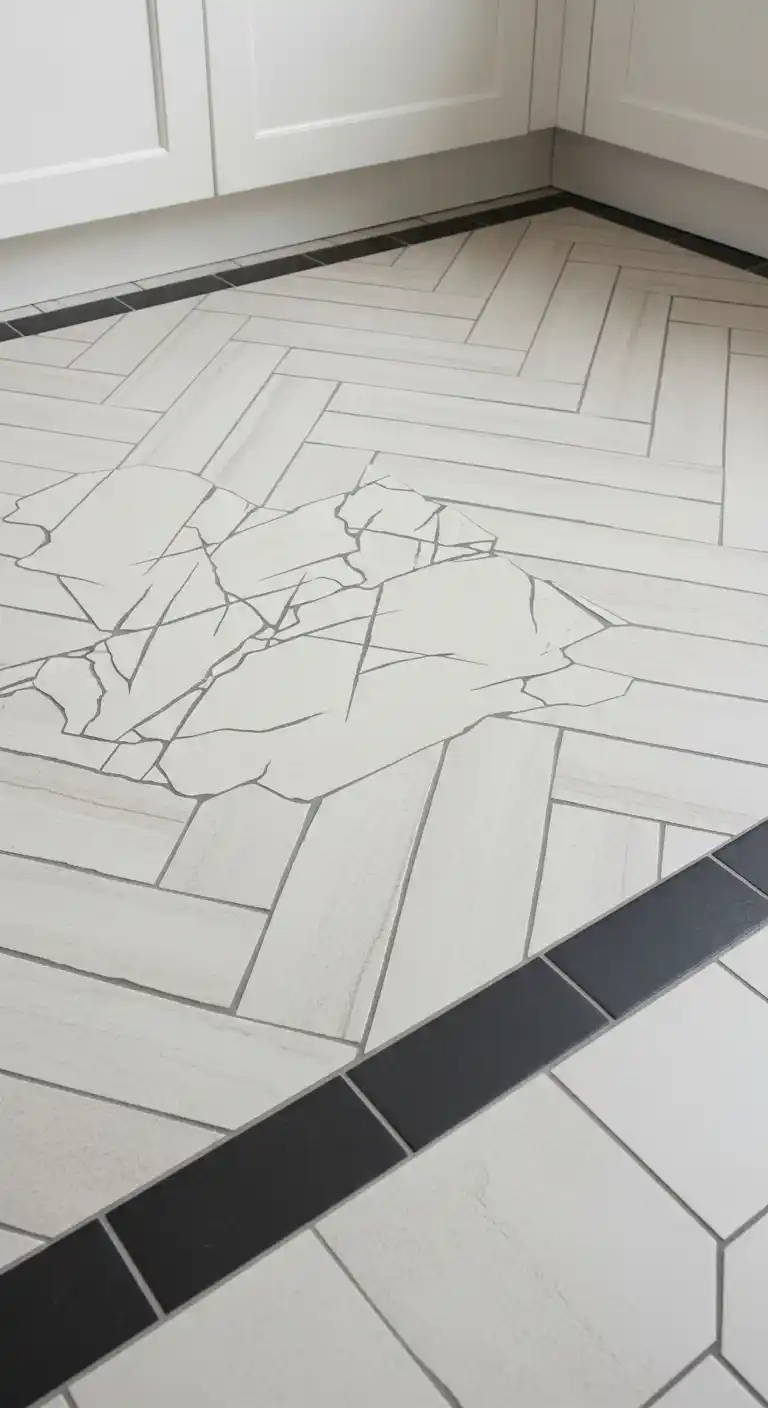 13. Porcelain Flooring with Contrasting Grout Colors