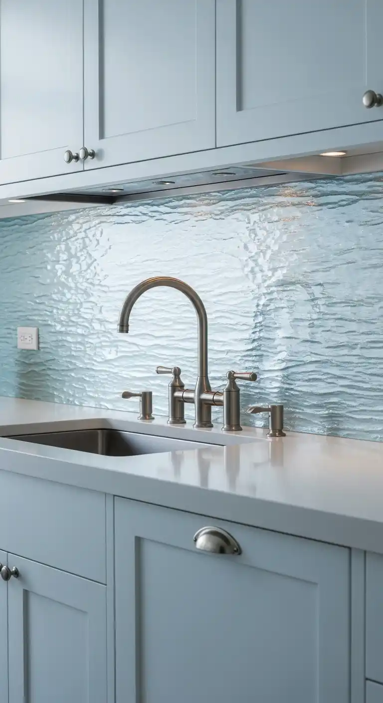 13. Textured Glass Backsplash