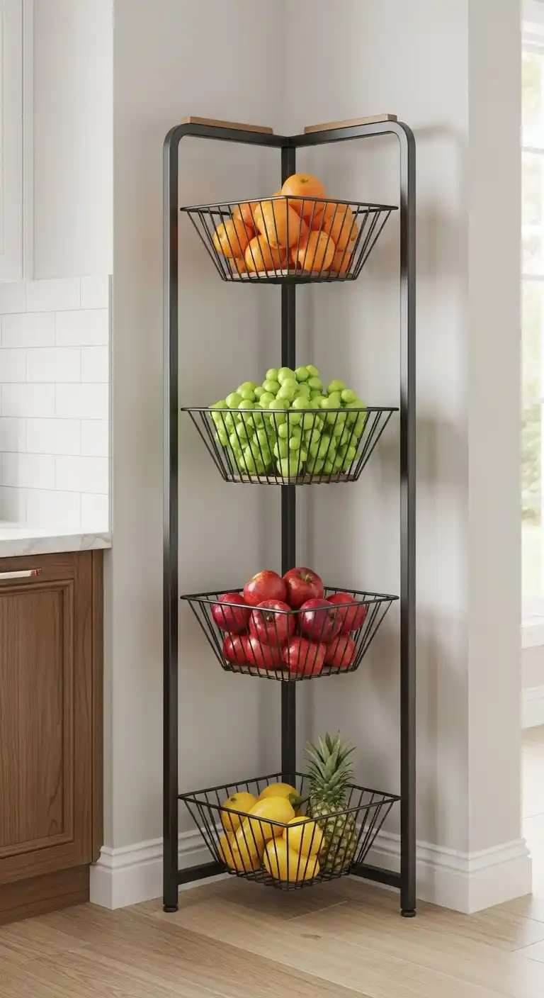 13. Three-Tier Floor-to-Counter Fruit Tower