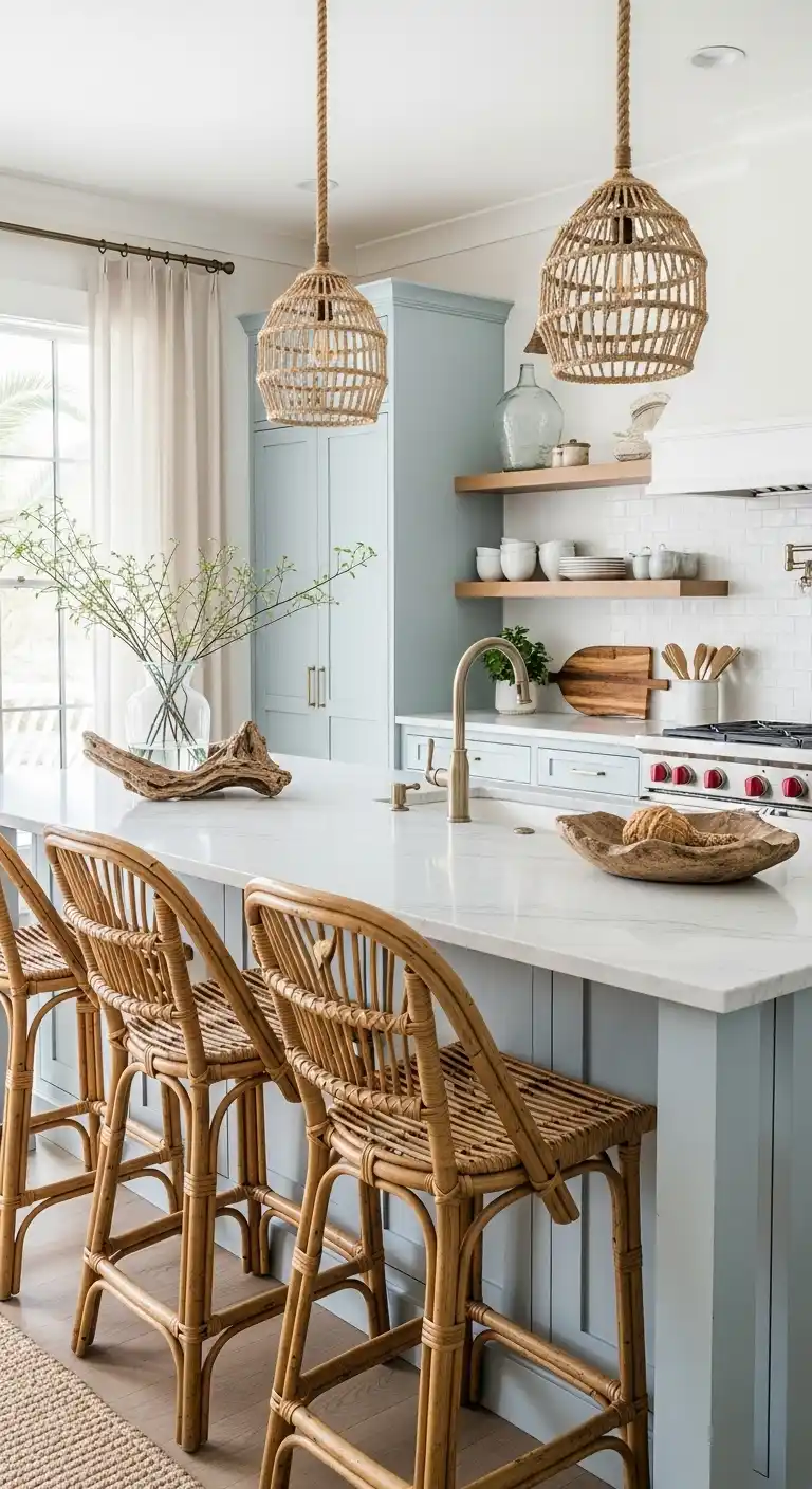 14. Coastal Kitchen with Calacatta Countertops