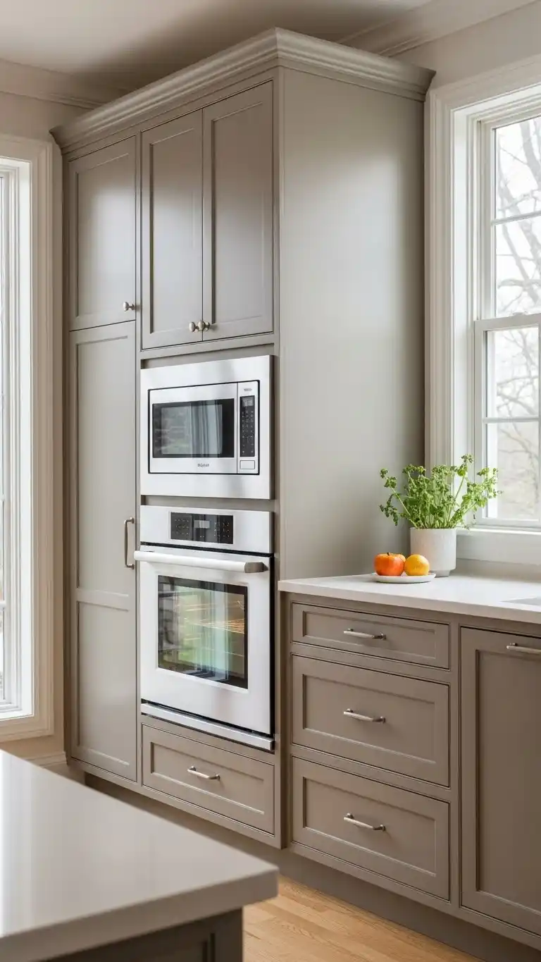 15. Built-In Appliance Kitchen Cabinet Next to Window for Efficiency