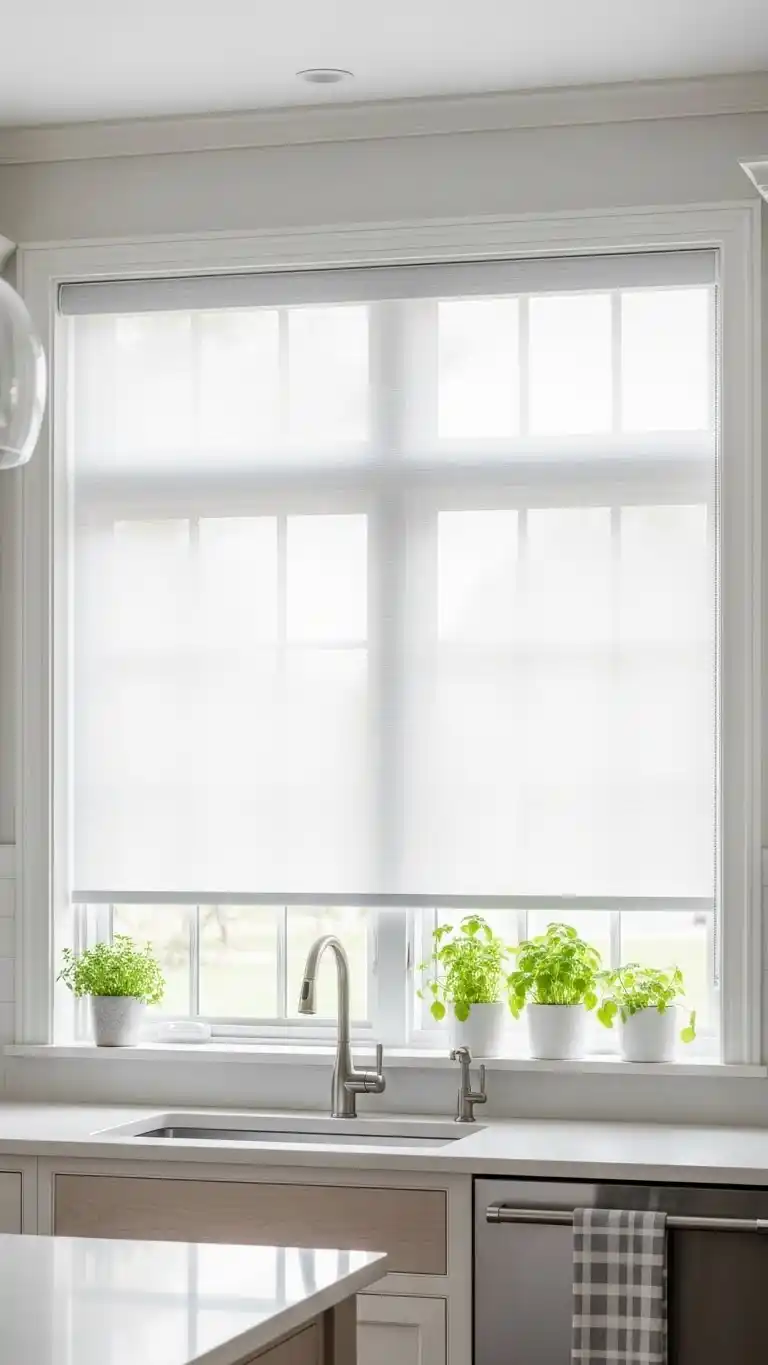 15. Sheer Roller Shades for Soft Modernity