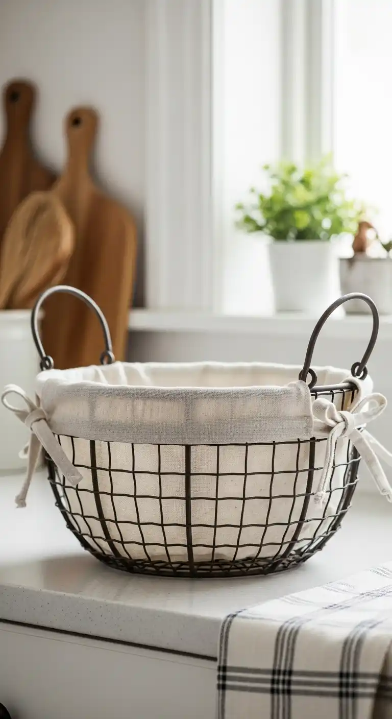 15. Vintage Wire Basket with Handles