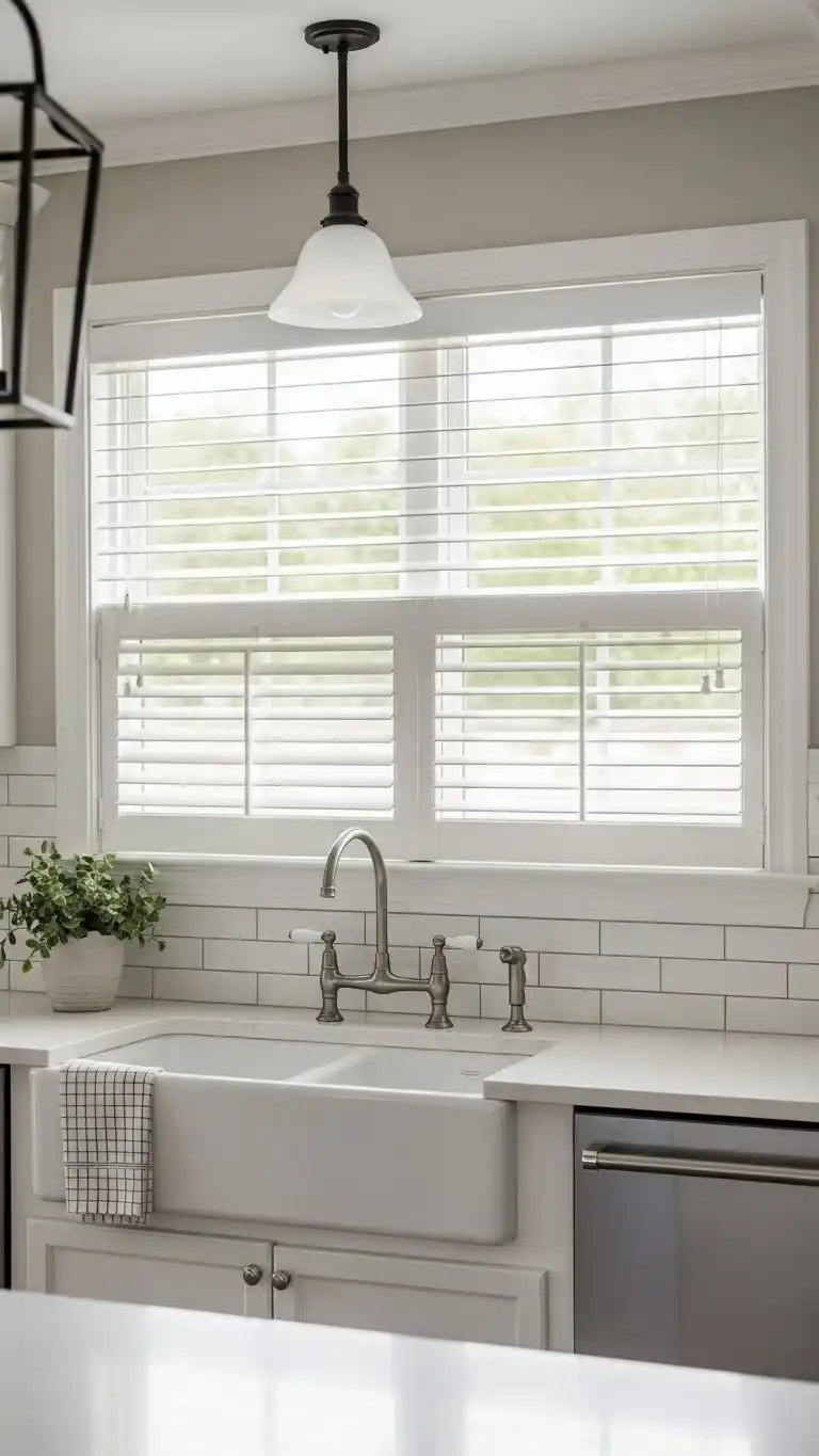 16. Café-Style Shutters for a Balanced Look
