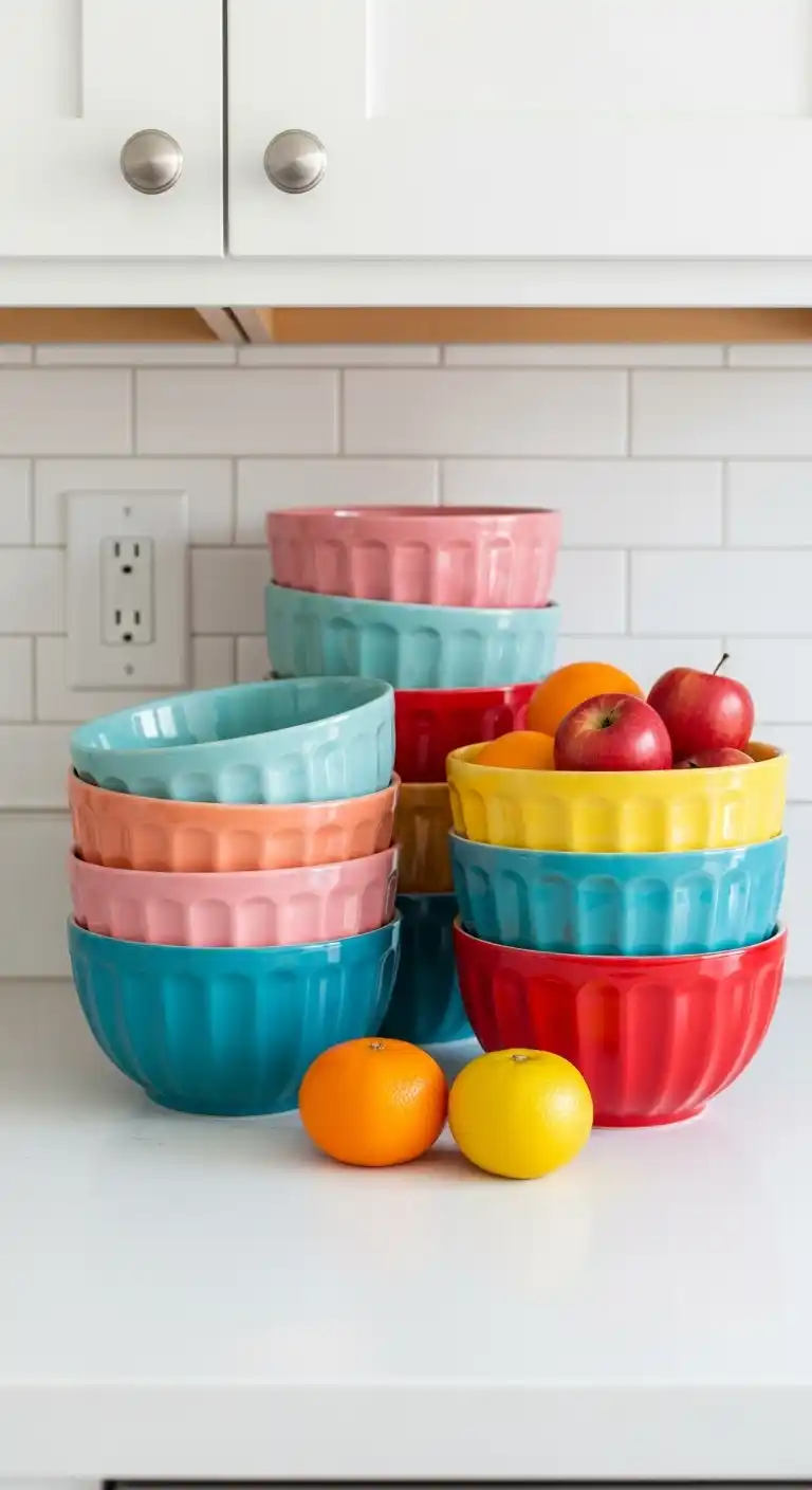 16. Color-Coordinated Ceramic Bowls