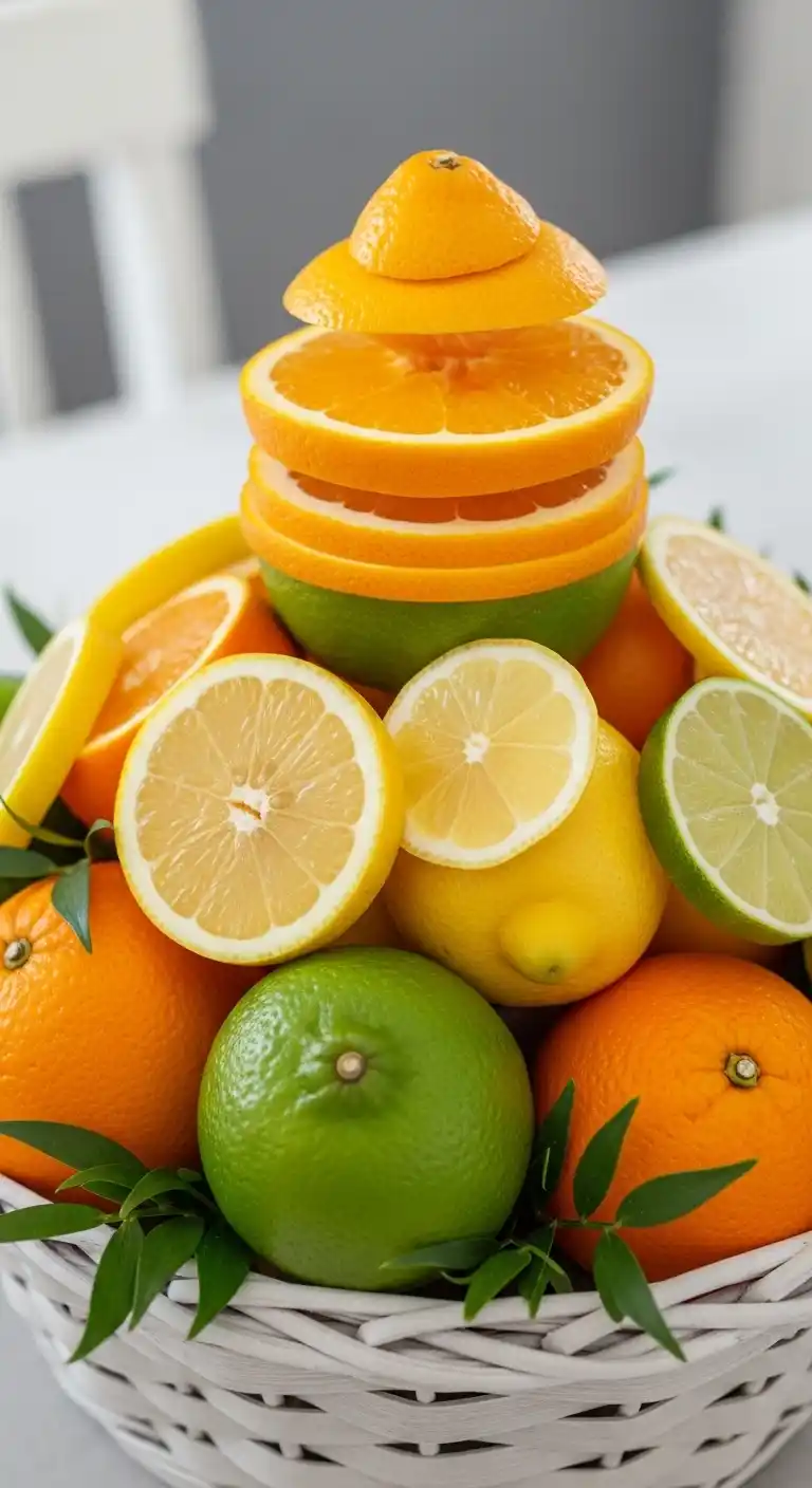 16. Fruit Basket with Citrus Zest Decoration