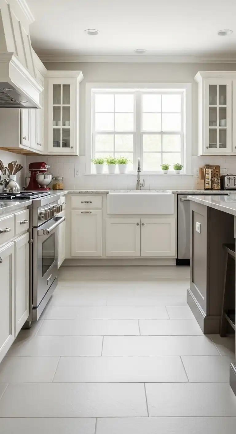 16. Light-Colored Porcelain Tiles for Bright and Airy Kitchens