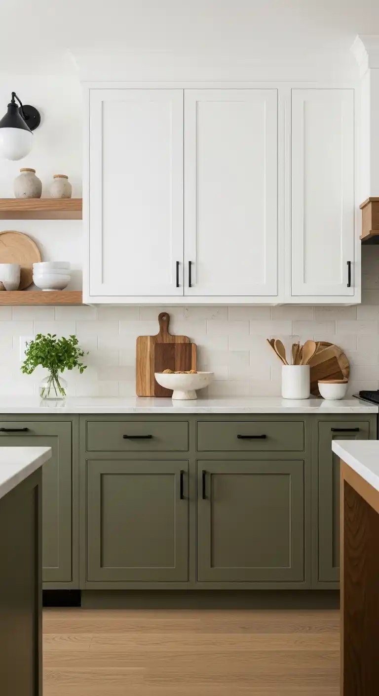 16. Olive Green and White Cabinets