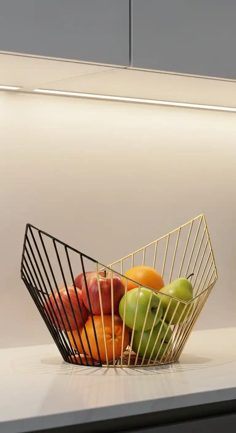 17. Geometric Metal Fruit Basket