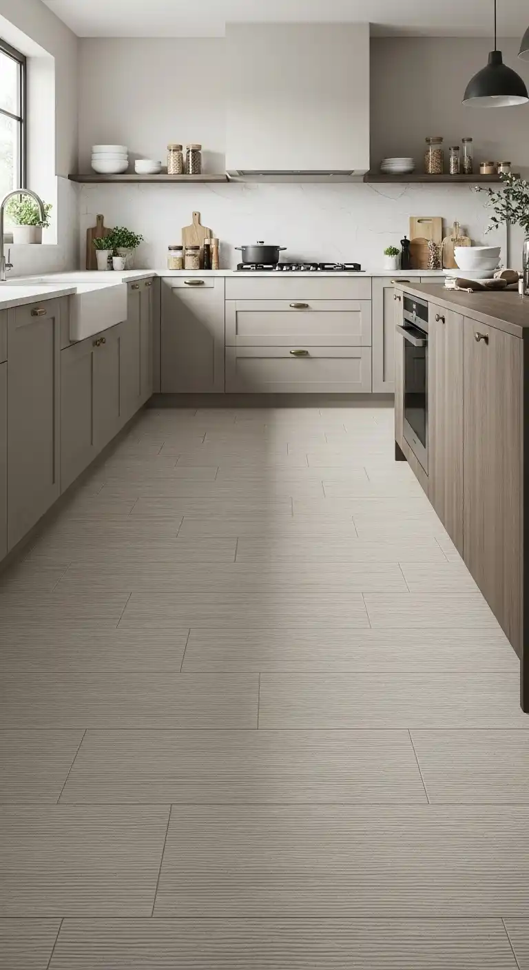 17. Porcelain Tiles with Subtle Texture for Added Safety and Style
