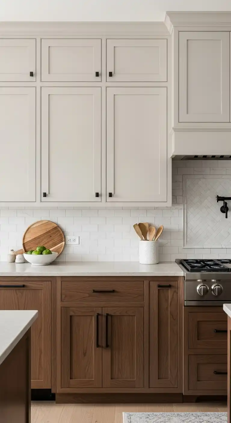 18. Blush Beige and Walnut Cabinets