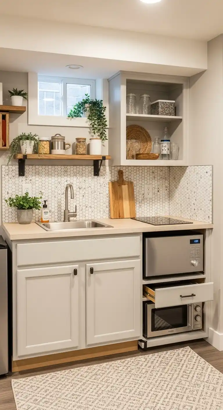 18. Budget-Friendly DIY Basement Kitchenette