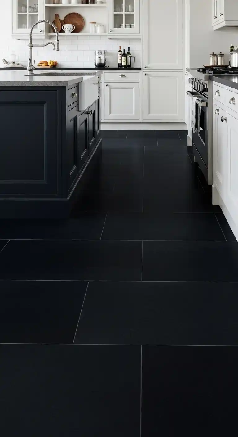 18. Dark Porcelain Tiles for Dramatic Kitchen Interiors