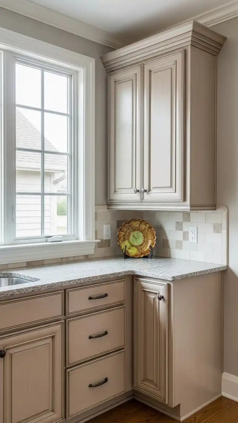 18. Decorative Accent Kitchen Cabinet Next to Window for Visual Interest