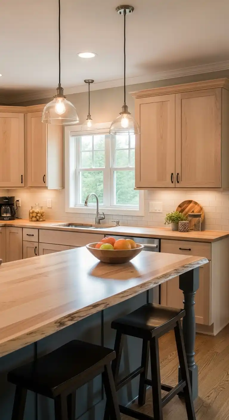 18. Maple Slab Peninsula Countertop