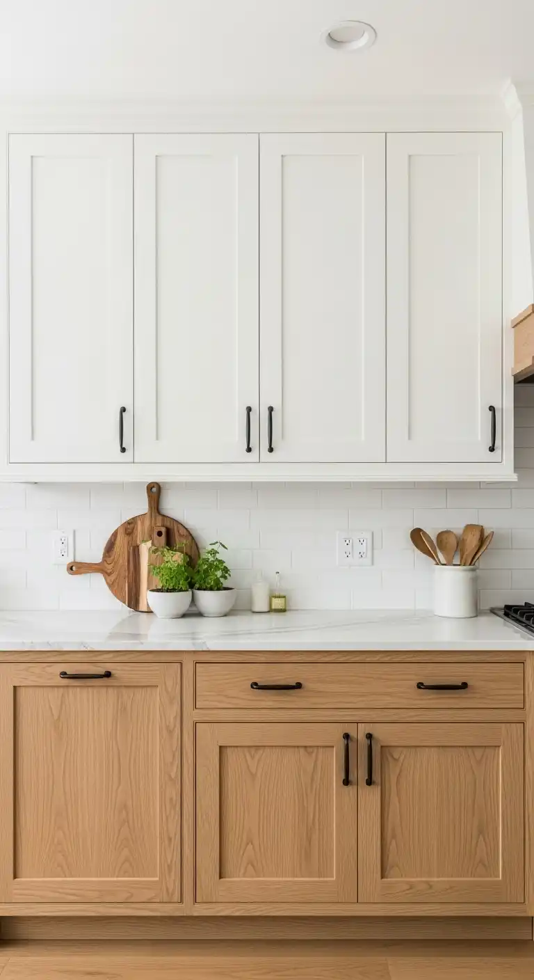 19. Creamy White and Oak Cabinets